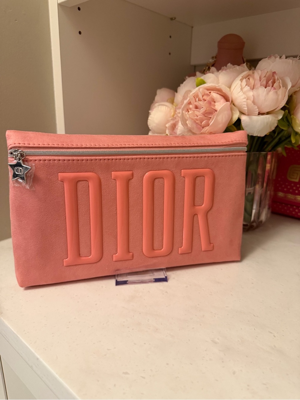 Made for DIOR beauty GWP Pink Logo Large Zip Pouch